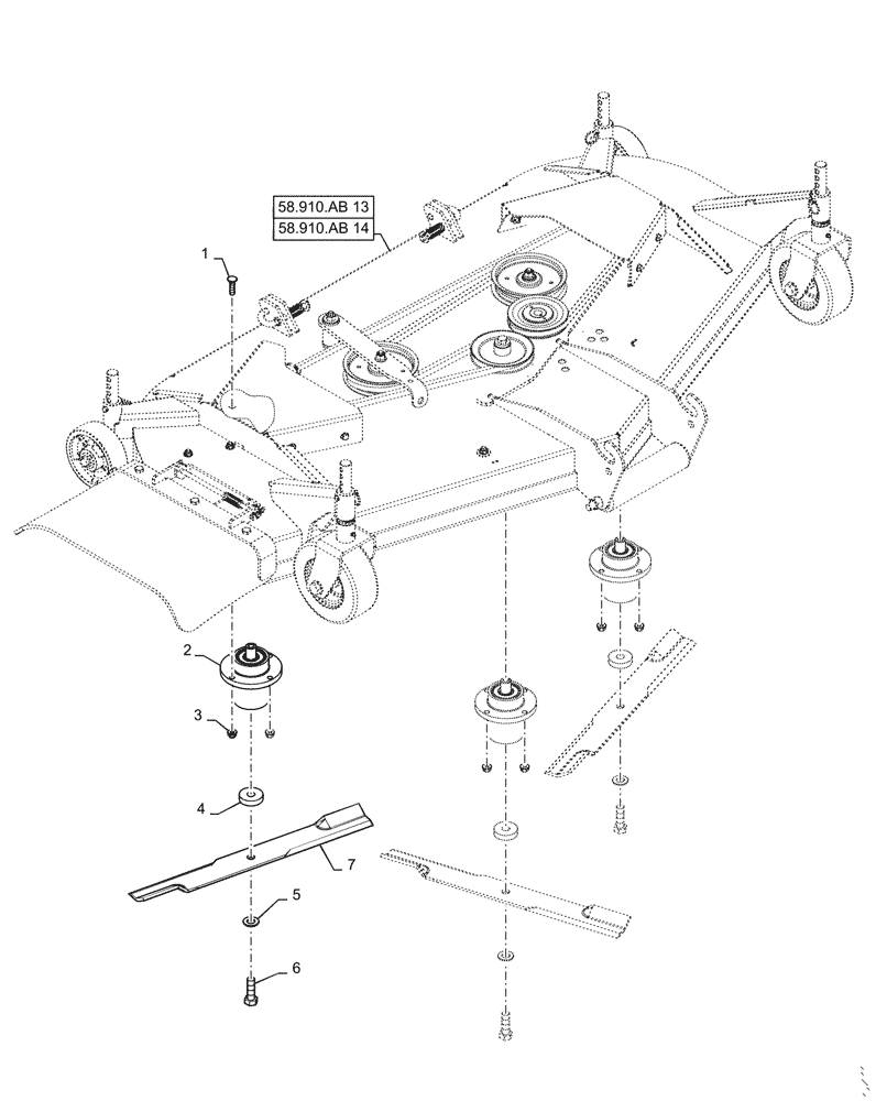 Схема запчастей Case IH MW272S - (58.910.AD[05]) - VAR - 717966216, 717966226, 717966286, 717966296 - MOWER DECK CUTTER (58) - ATTACHMENTS/HEADERS