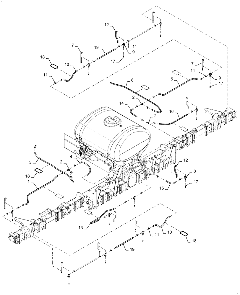 Схема запчастей Case IH 1255 - (63.100.AE[01]) - LIQUID FERTILIZER DISTRIBUTION FOR 12 ROW (63) - CHEMICAL APPLICATORS