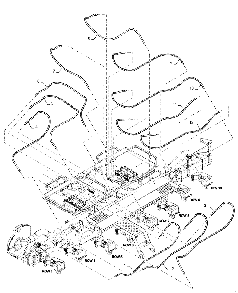 Схема запчастей Case IH 1255 - (79.904.AA[01]) - BULK FILL, CENTER HOSES, 12 ROW 30" SPACING (79) - PLANTING
