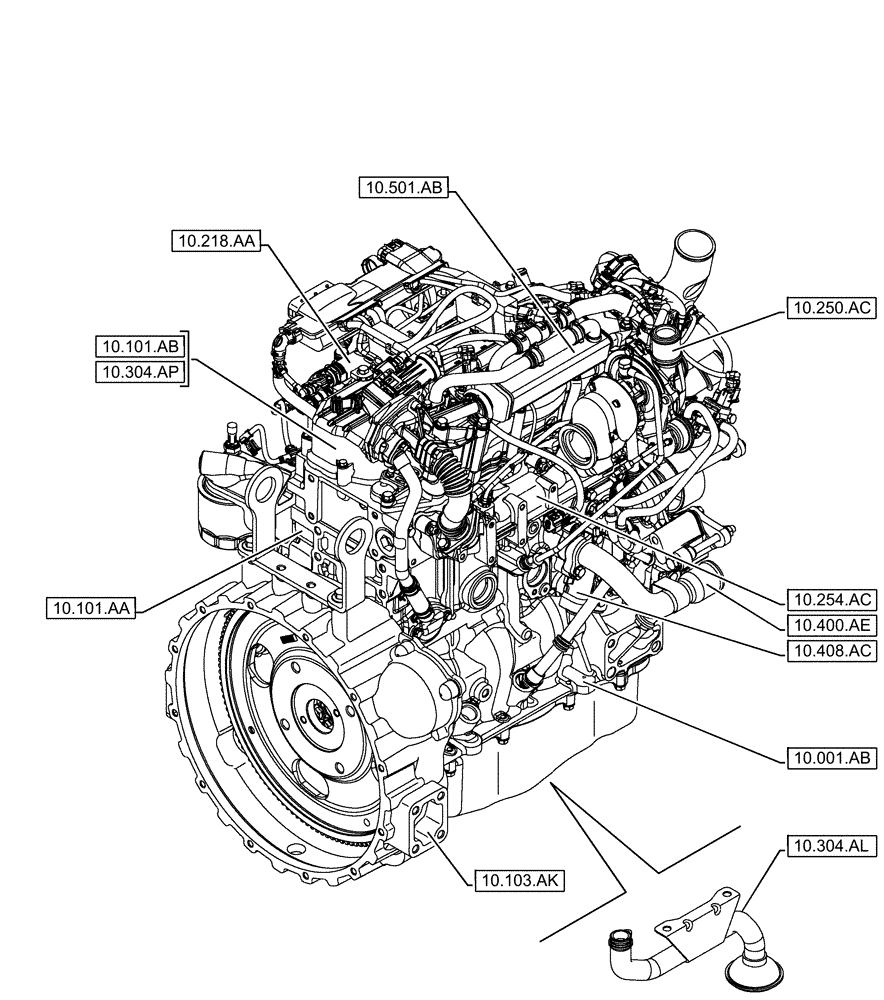 Схема запчастей Case IH F5GFL413A B013 - (10.000.00[02]) - SECTION INDEX - ENGINE (10) - ENGINE