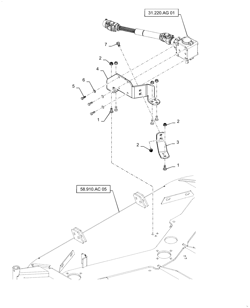 Схема запчастей Case IH MW266S - (58.910.AC[06]) - VAR - 717966256, 717966276 - MOWER DECK, PTO GEARBOX MOUNT (58) - ATTACHMENTS/HEADERS