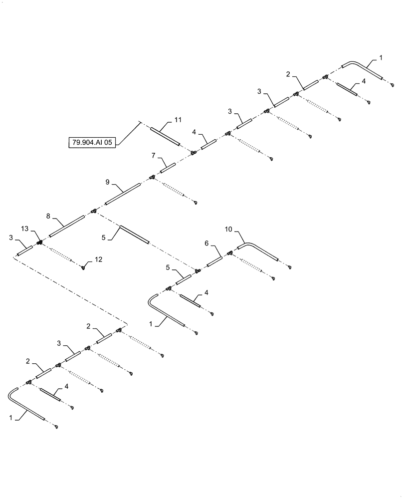 Схема запчастей Case IH 1255 - (79.904.AI[06]) - MANUAL PNEUMATIC DOWN PRESSURE PLUMBING 16 ROW (79) - PLANTING