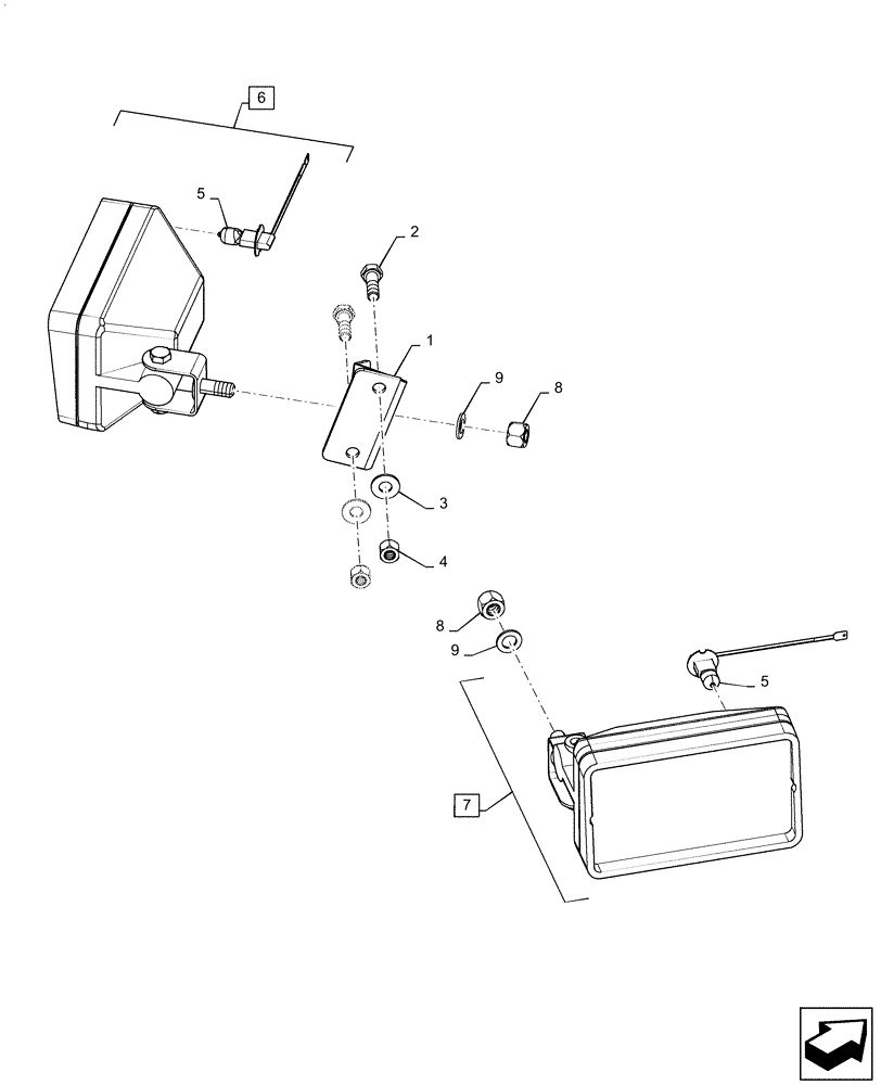 Схема запчастей Case IH MAGNUM 280 - (55.404.BS[05]) - C - POST ROOF LIGHTS - BSN ZERF08099 (55) - ELECTRICAL SYSTEMS
