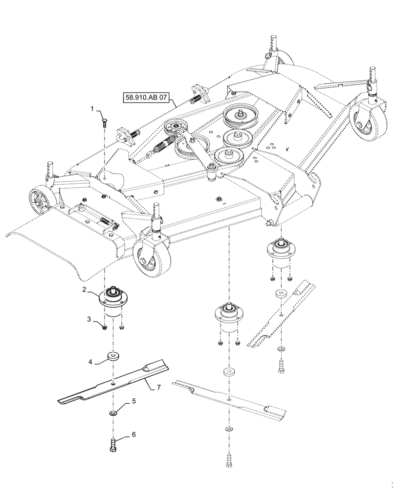 Схема запчастей Case IH MW266S - (58.910.AD[02]) - VAR - 717966256, 717966276 - MOWER DECK CUTTER (58) - ATTACHMENTS/HEADERS