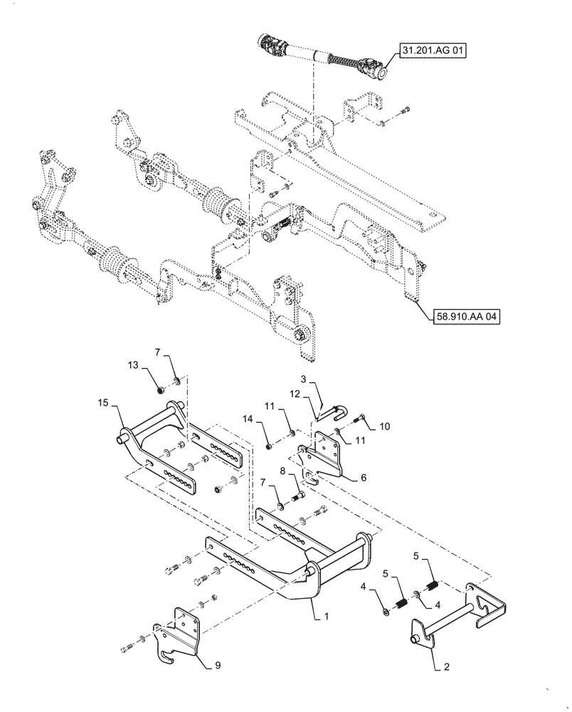 Схема запчастей Case IH MW266S - (58.910.AA[03]) - VAR - 717966246, 717966256 - MOWER DECK MOUNTING PARTS, 66" ECONOMY (58) - ATTACHMENTS/HEADERS