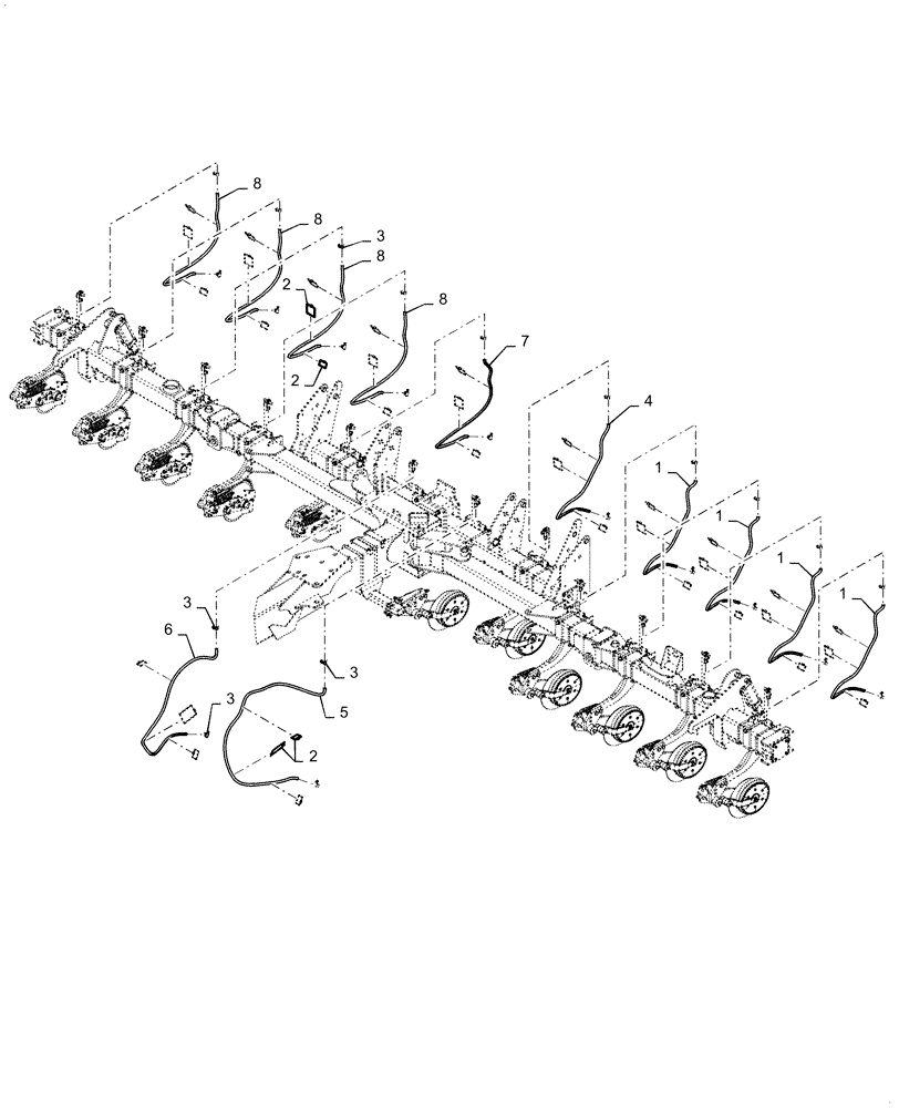 Схема запчастей Case IH 1255 - (63.100.AE[02]) - FERTILIZER COULTER DISTRIBUTION HOSES FOR 12 ROW (63) - CHEMICAL APPLICATORS
