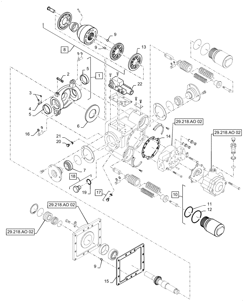 Схема запчастей Case IH 6088 - (29.218.AO[03]) - HYDROSTATIC PUMP ASSY (125 CC/REV) (29) - HYDROSTATIC DRIVE