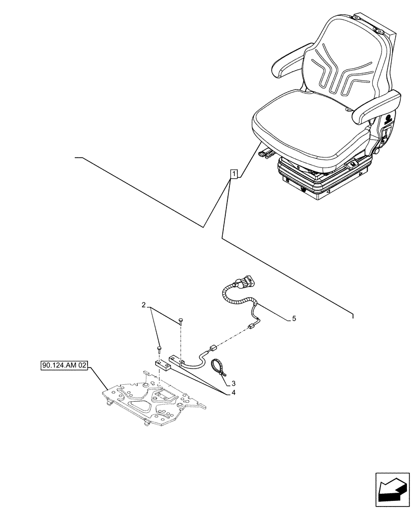 Схема запчастей Case IH FARMALL 120A - (55.408.BL) - VAR - 336923 - DRIVER SEAT (W/ ARMREST & AIR SUSPENSION 15° SWIVEL), SWITCH, CAB (55) - ELECTRICAL SYSTEMS