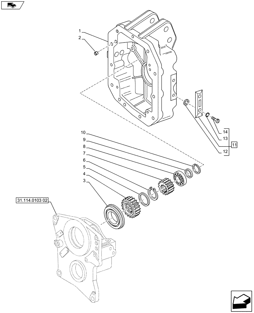 Схема запчастей Case IH PUMA 170 - (31.114.0103[03]) - PTO 540E/1000 RPM WITH INTERCHANGEABLE SHAFTS - COVER AND GEARS (VAR.743335) (31) - IMPLEMENT POWER TAKE OFF