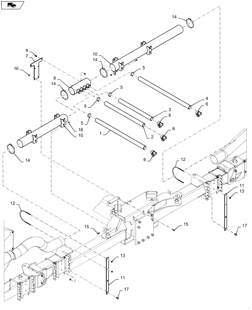Схема запчастей Case IH 1255 - (79.103.AA[03]) - VACUUM DELIVERY HOSES CENTER FOR 12 ROW (79) - PLANTING