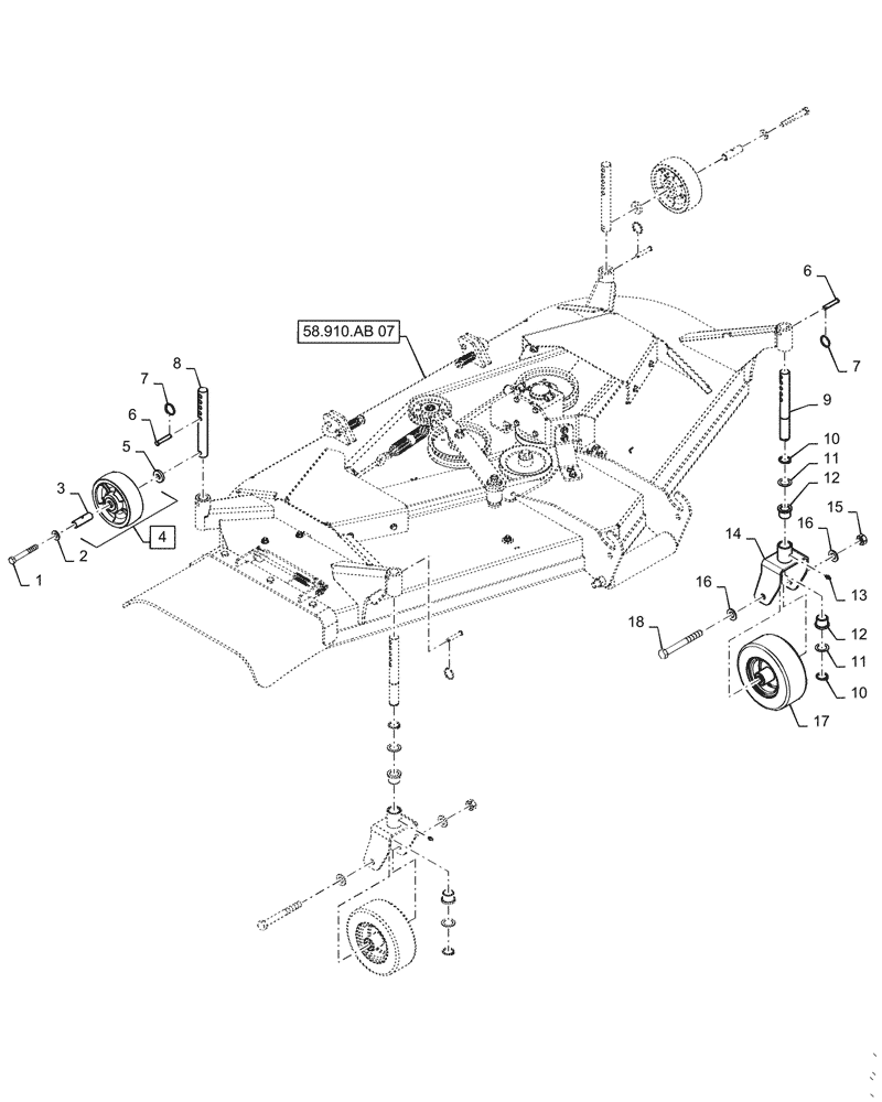 Схема запчастей Case IH MW266S - (44.536.AE[02]) - VAR - 717966256, 717966276 - MOWER DECK WHEELS (44) - WHEELS
