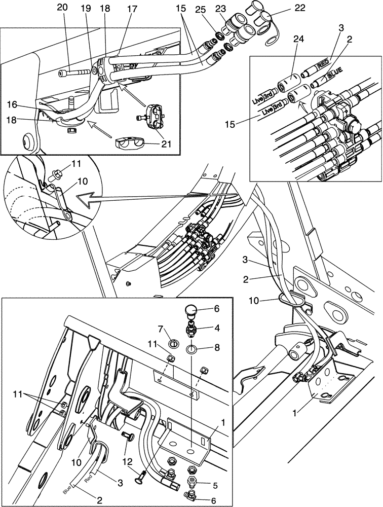 Схема запчастей Case IH LX770 - (35.734.AA[09]) - VAR - 717525026 - LIVE 3RD HYDRAULICS (35) - HYDRAULIC SYSTEMS