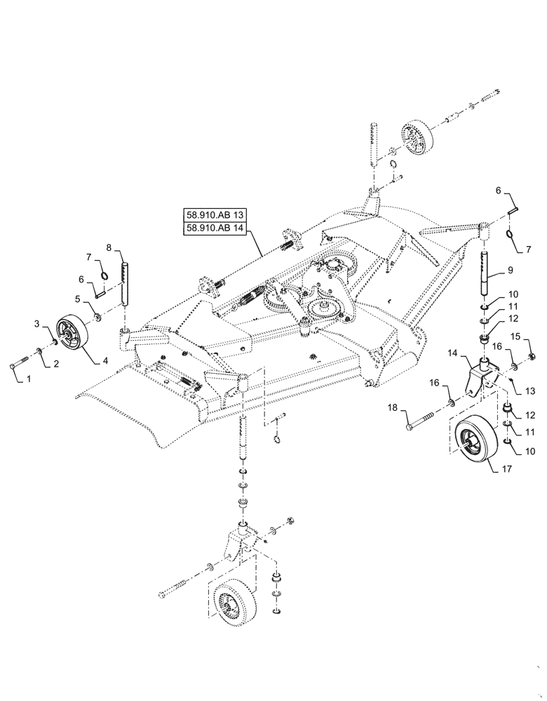Схема запчастей Case IH MW272S - (44.536.AE[05]) - VAR - 717966216, 717966226 - MOWER DECK WHEELS (44) - WHEELS