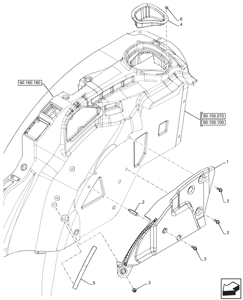 Схема запчастей Case IH FARMALL 80N - (90.160.230) - VAR - 759023, 759024 - REMOTE CONTROL VALVES, LEVER, TRIM, CAB (90) - PLATFORM, CAB, BODYWORK AND DECALS