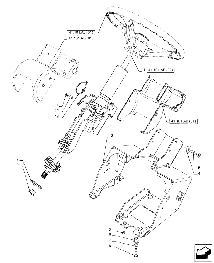 Схема запчастей Case IH PUMA 185 - (41.101.AF[05]) - VAR - 337435, 337467, 337468, 337469 - STEERING COLUMN (41) - STEERING