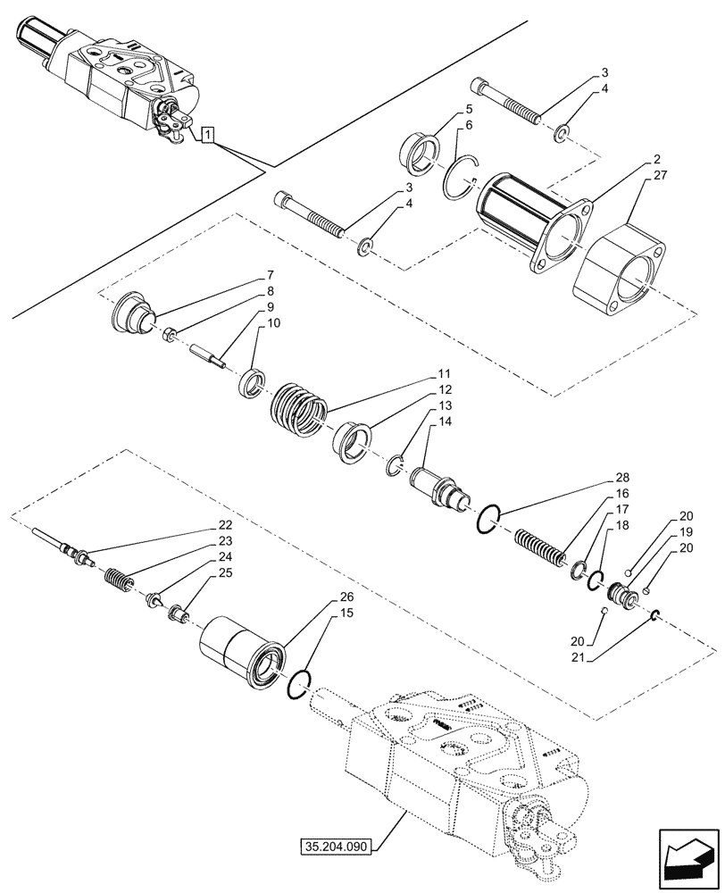 Схема запчастей Case IH FARMALL 80N - (35.204.100) - VAR - 341794, 759022, 759023, 759024 - REMOTE CONTROL VALVE, COMPONENTS (35) - HYDRAULIC SYSTEMS
