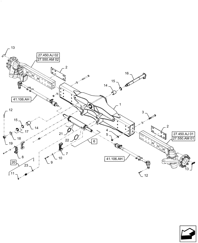 Схема запчастей Case IH 5088 - (27.550.AJ) - VAR - 722034, 722475 - REAR AXLE, STANDARD (27) - REAR AXLE SYSTEM