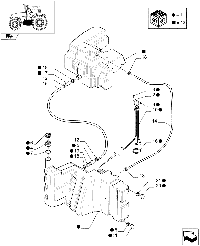 Схема запчастей Case IH PUMA 210 - (1.14.0[01A]) - FUEL TANK - D7389 (02) - ENGINE EQUIPMENT
