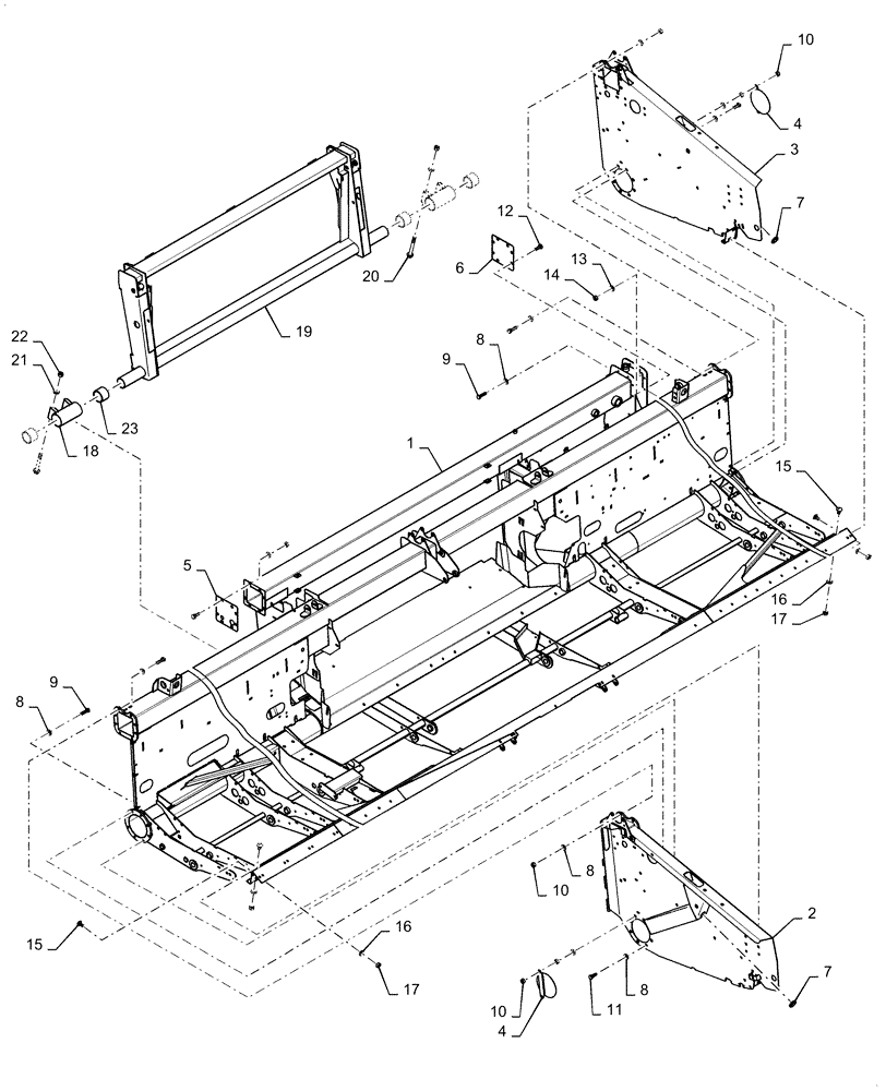 Схема запчастей Case IH 3162 - (58.130.04[03]) - FRAME ASSEMBLY, 35 FOOT HEADER (58) - ATTACHMENTS/HEADERS