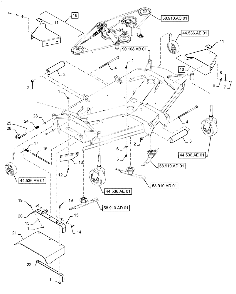 Схема запчастей Case IH MW266S - (58.910.AB[05]) - VAR - 717966206 - MOWER DECK (BSN YFWWB5017) (58) - ATTACHMENTS/HEADERS