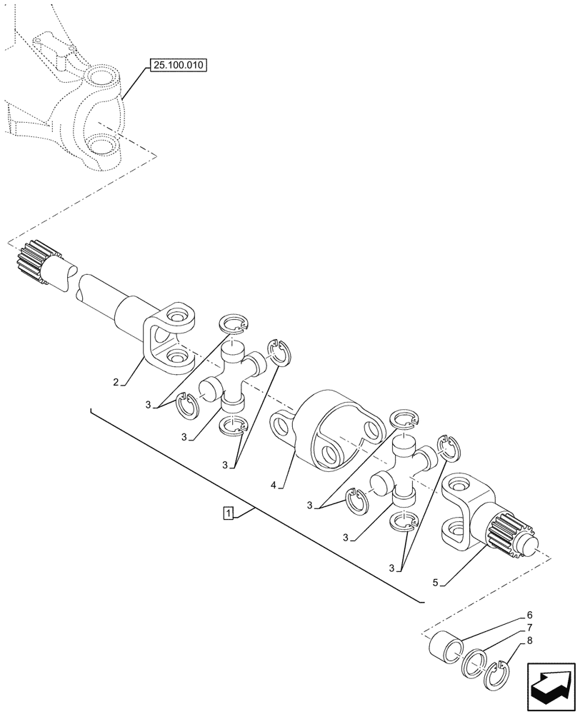 Схема запчастей Case IH FARMALL 80V - (25.108.030) - VAR - 744473 - 4WD FRONT AXLE, W/ ELECTROHYDRAULIC DIFFERENTIAL LOCK, ARTICULATED SHAFT (25) - FRONT AXLE SYSTEM