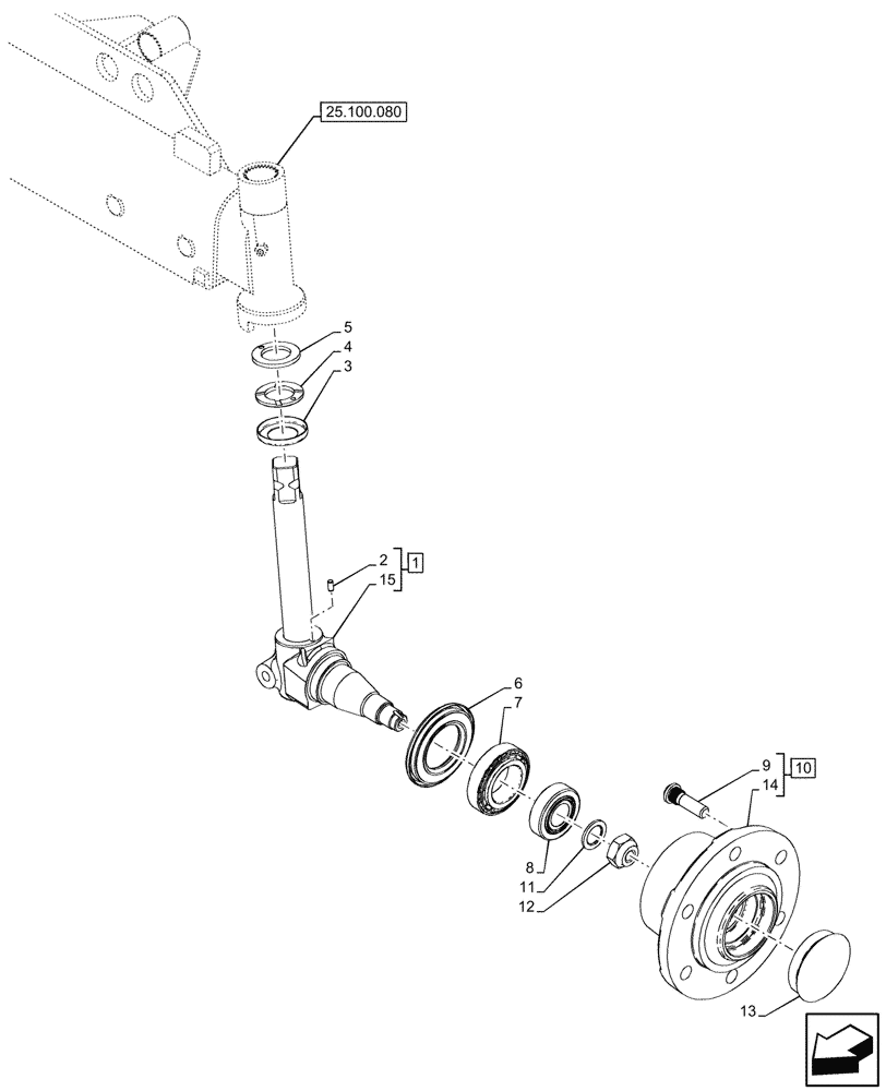 Схема запчастей Case IH FARMALL 80V - (25.108.140) - VAR - 743515 - 2WD FRONT AXLE, W/ ELECTROHYDRAULIC DIFFERENTIAL LOCK, WHEEL HUB & STEERING KNUCKLE (25) - FRONT AXLE SYSTEM