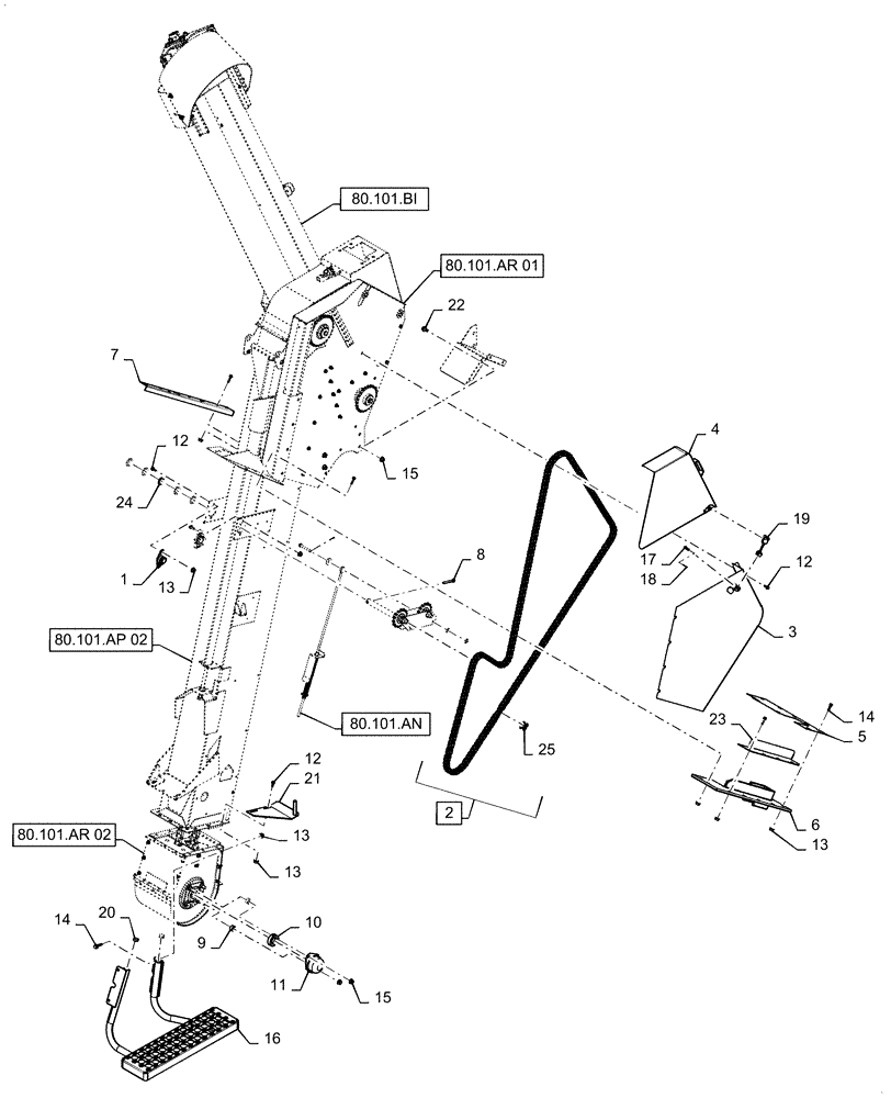 Схема запчастей Case IH 5088 - (80.101.AP[01]) - CLEAN GRAIN ELEVATOR ASSY (80) - CROP STORAGE/UNLOADING