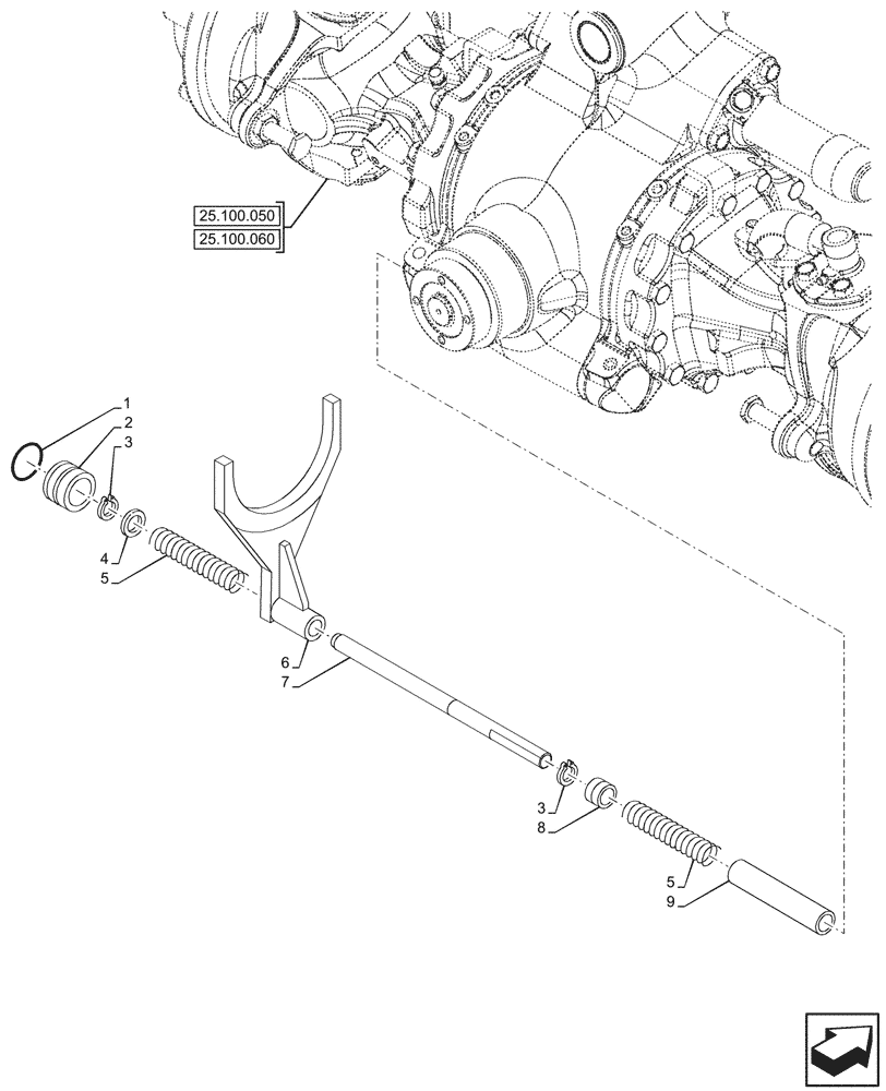 Схема запчастей Case IH FARMALL 80N - (25.102.150) - VAR - 336329 - 4WD FRONT AXLE, W/ ELECTROHYDRAULIC DIFFERENTIAL LOCK, W/ FRONT BRAKES, DIFFERENTIAL LOCK, ROD & FORKS (25) - FRONT AXLE SYSTEM
