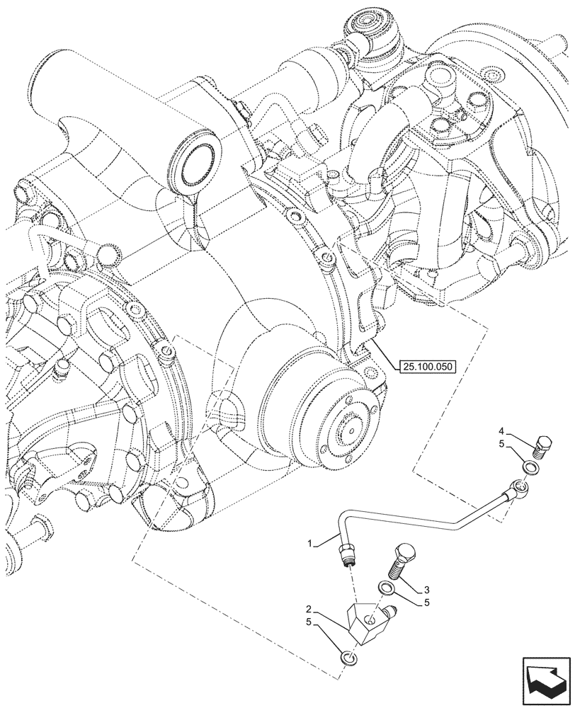 Схема запчастей Case IH FARMALL 80V - (25.102.180) - VAR - 336329 - 4WD FRONT AXLE, W/ ELECTROHYDRAULIC DIFFERENTIAL LOCK, W/ FRONT BRAKES, HYDRAULIC LINE (25) - FRONT AXLE SYSTEM