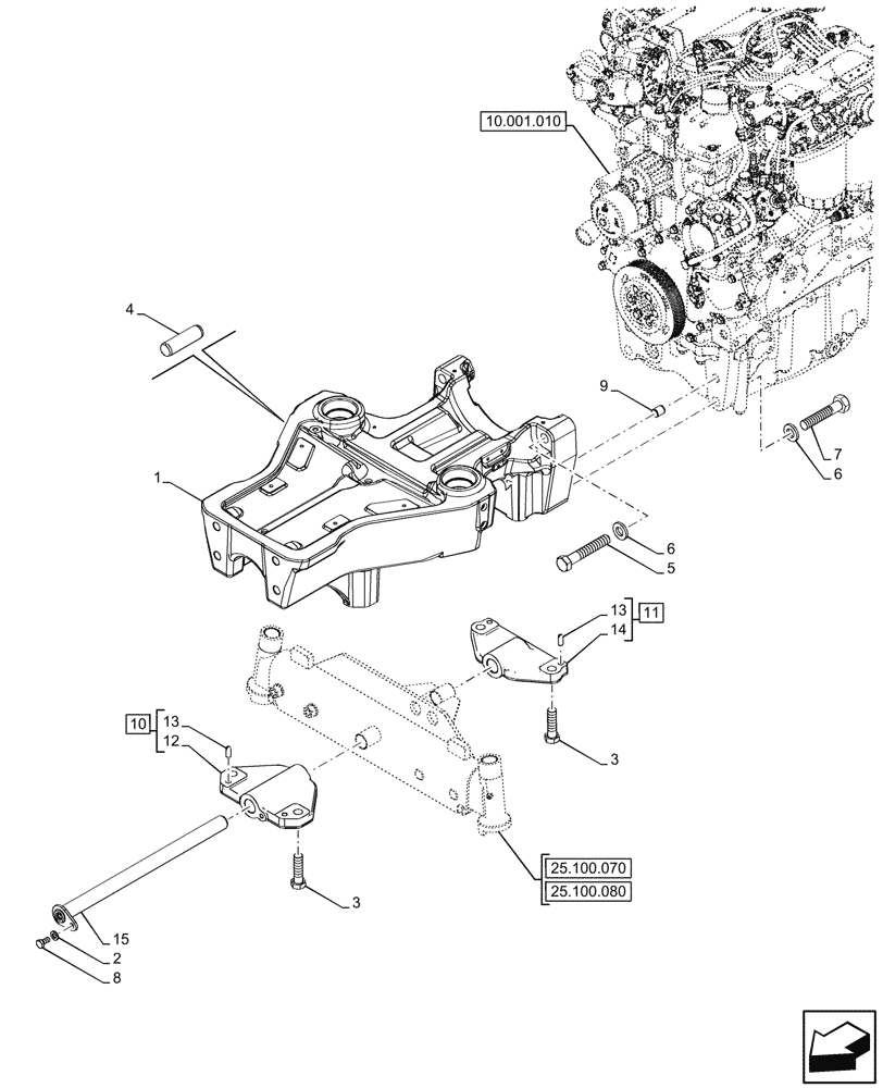Схема запчастей Case IH FARMALL 80V - (25.100.090) - VAR - 743515 - 2WD FRONT AXLE, W/ ELECTROHYDRAULIC DIFFERENTIAL LOCK, SUPPORT (25) - FRONT AXLE SYSTEM