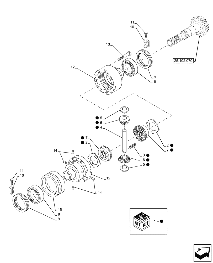 Схема запчастей Case IH FARMALL 80N - (25.102.060) - VAR - 744473 - 4WD FRONT AXLE, W/ ELECTROHYDRAULIC DIFFERENTIAL LOCK, W/O FRONT BRAKES, BEVEL GEAR (25) - FRONT AXLE SYSTEM