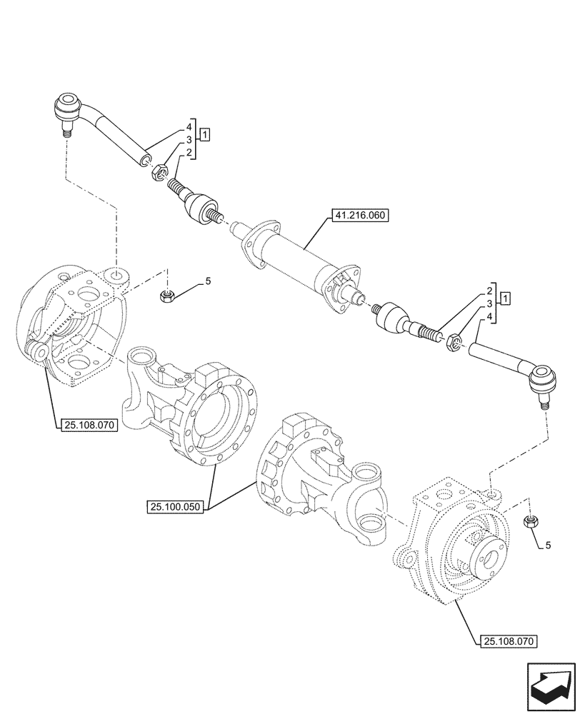 Схема запчастей Case IH FARMALL 110V - (41.106.030) - VAR - 336329 - 4WD FRONT AXLE, W/ ELECTROHYDRAULIC DIFFERENTIAL LOCK, W/ FRONT BRAKES, STEERING ARM (41) - STEERING