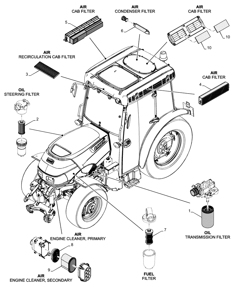 Схема запчастей Case IH FARMALL 80V - (05.100.041) - MAINTENANCE PARTS - FILTERS (05) - SERVICE & MAINTENANCE
