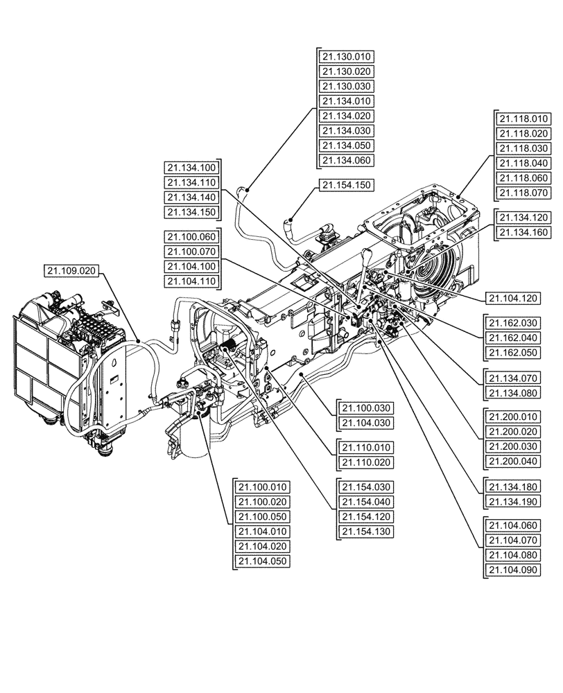 Схема запчастей Case IH FARMALL 90V - (21.000.00[01]) - SECTION INDEX - TRANSMISSION (21) - TRANSMISSION