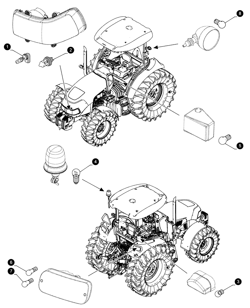 Схема запчастей Case IH FARMALL 75C - (05.100.04[04]) - MAINTENANCE PARTS - BULBS (05) - SERVICE & MAINTENANCE