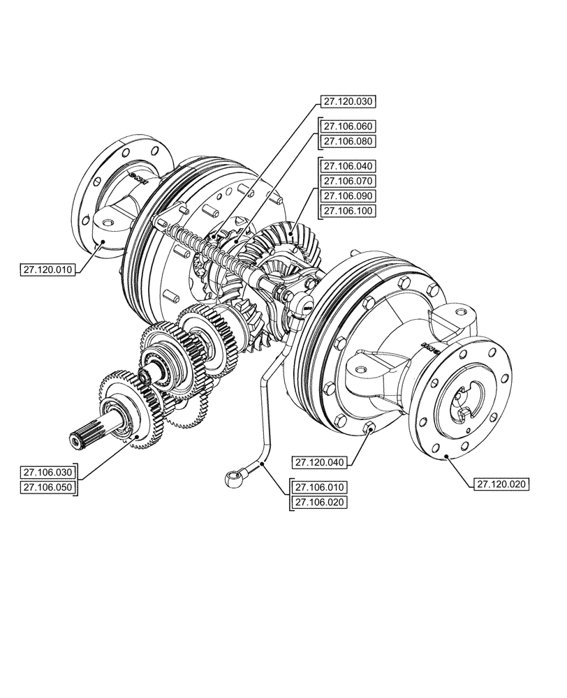 Схема запчастей Case IH FARMALL 100V - (27.000.00[01]) - SECTION INDEX - REAR AXLE SYSTEM (27) - REAR AXLE SYSTEM