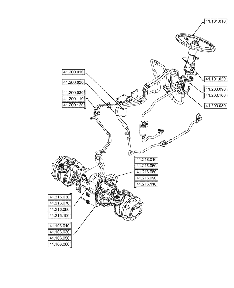 Схема запчастей Case IH FARMALL 100V - (41.000.00[01]) - SECTION INDEX - STEERING (41) - STEERING