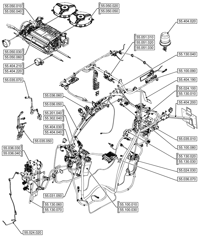 Схема запчастей Case IH FARMALL 90V - (55.000.00[05]) - SECTION INDEX - ELECTRICAL SYSTEMS (55) - ELECTRICAL SYSTEMS