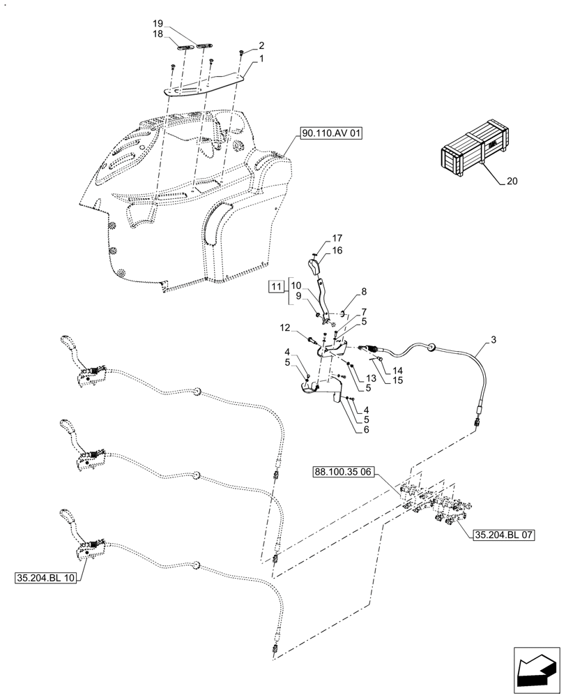 Схема запчастей Case IH FARMALL 140A - (88.100.35[08]) - VAR - 718171 - DIA KIT, FROM 3 DELUXE VALVES TO 4, W/O CAB (88) - ACCESSORIES