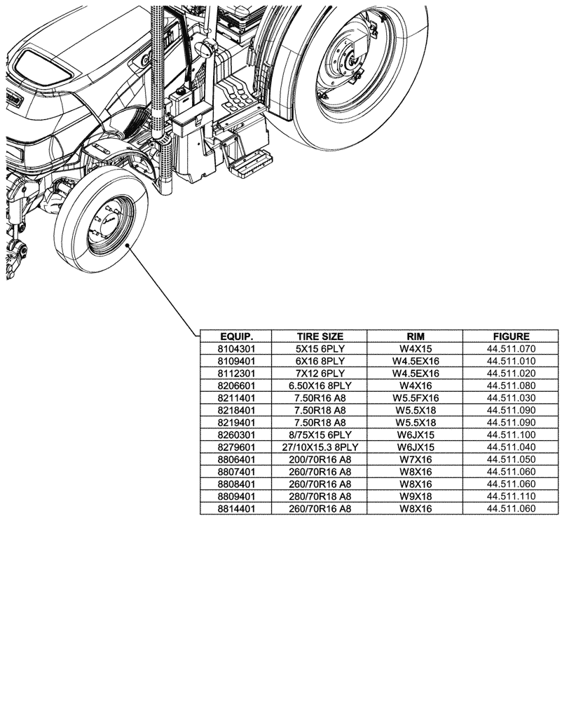 Схема запчастей Case IH FARMALL 100V - (44.000.00[01]) - SECTION INDEX - WHEELS (44) - WHEELS