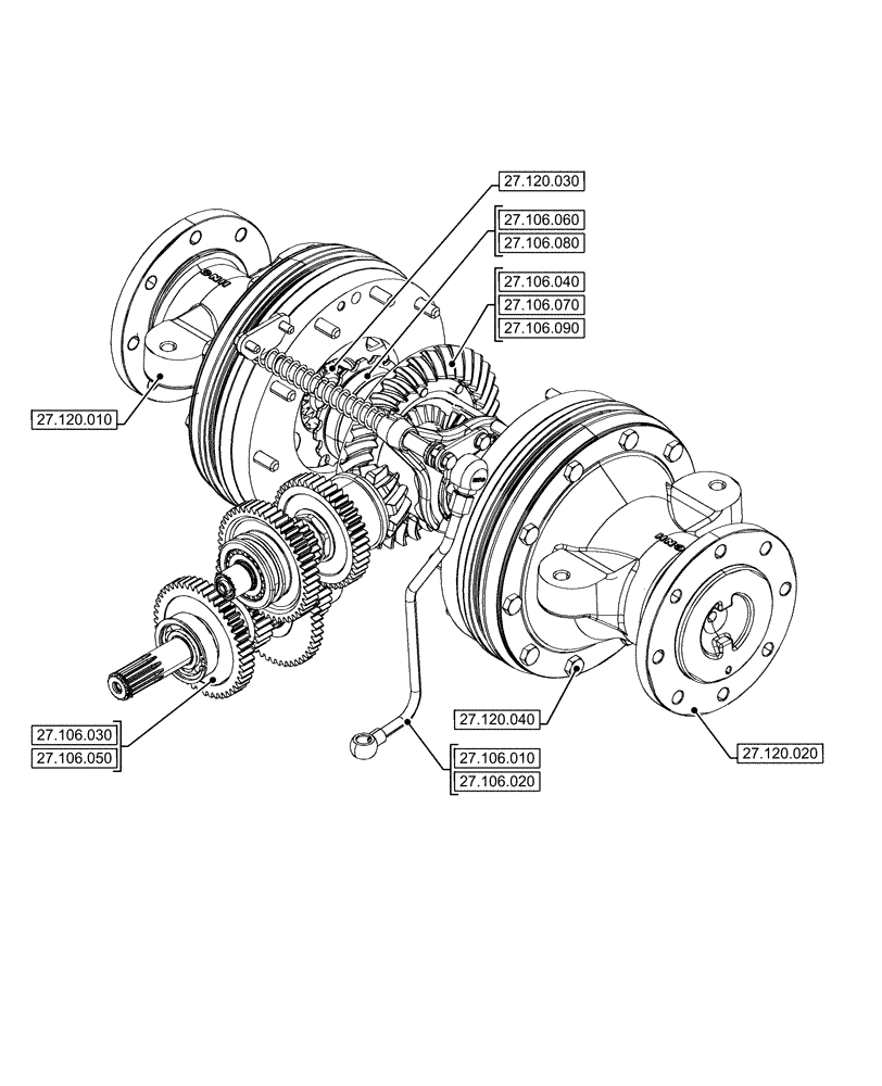 Схема запчастей Case IH FARMALL 80N - (27.000.00[02]) - SECTION INDEX - REAR AXLE SYSTEM (27) - REAR AXLE SYSTEM