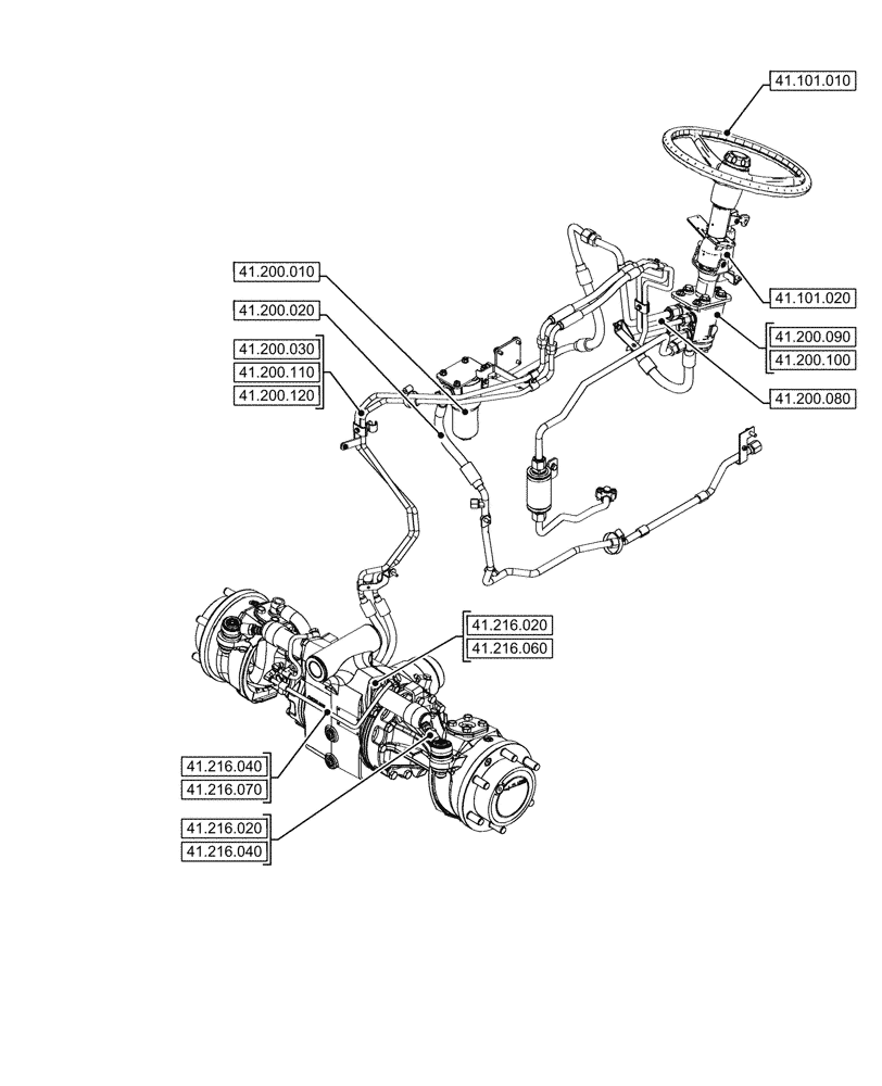 Схема запчастей Case IH FARMALL 100N - (41.000.00[02]) - SECTION INDEX - STEERING (41) - STEERING