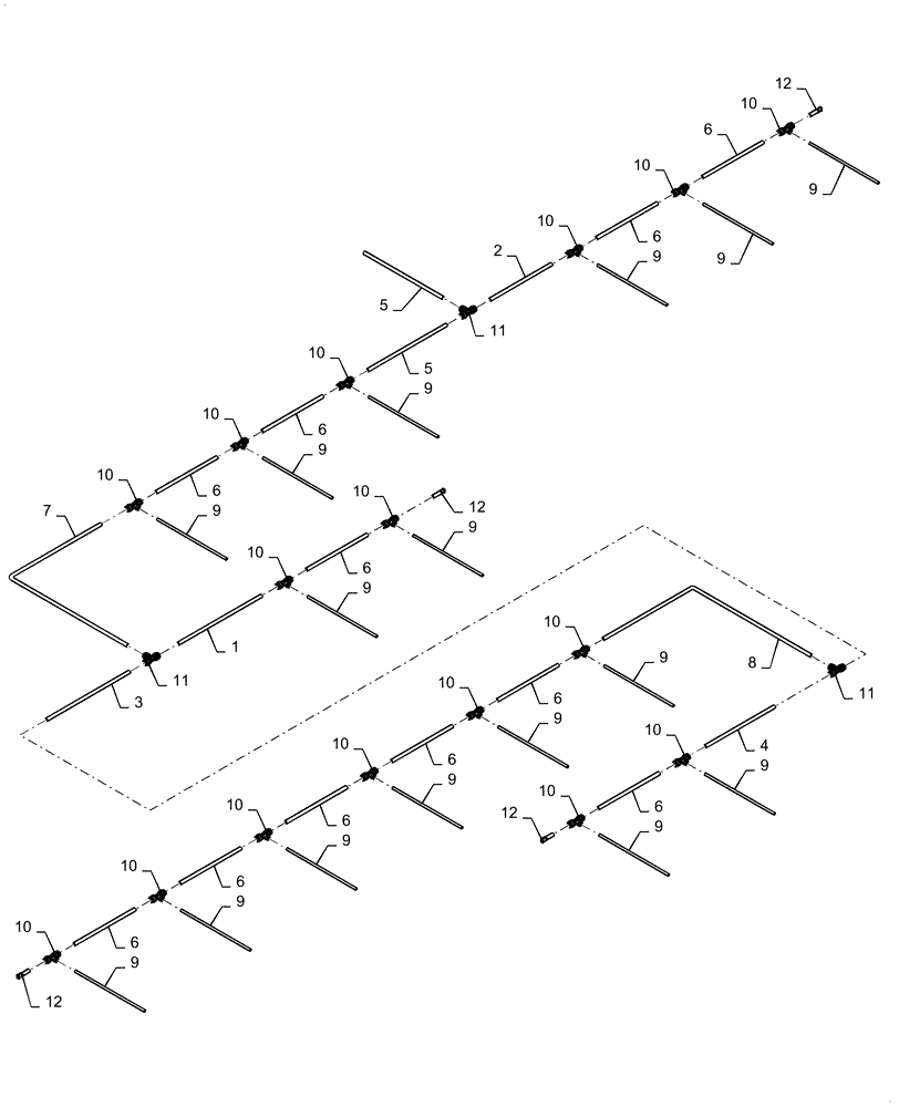 Схема запчастей Case IH 2150 - (77.105.AF[07]) - CLOSING AIR PLUMING 16 ROW FRONT FOLD (77) - SEEDING/PLANTING