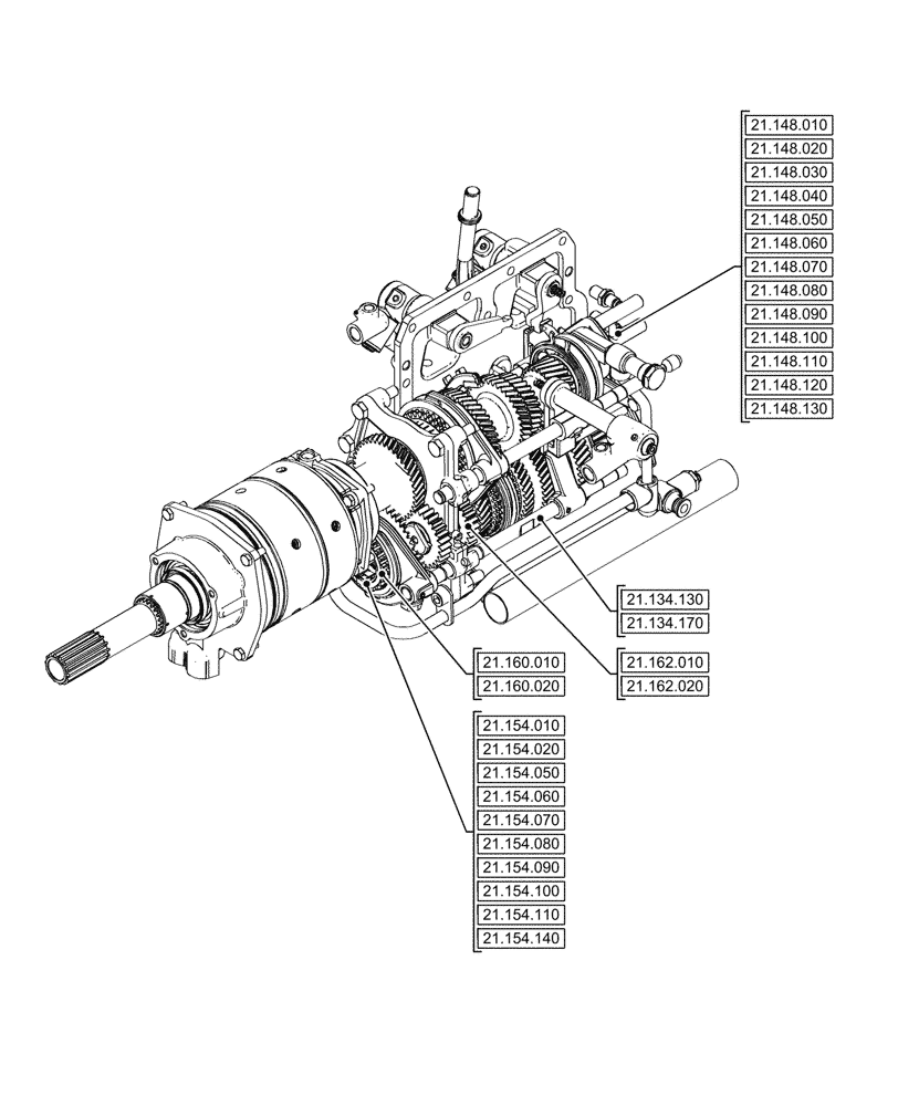Схема запчастей Case IH FARMALL 90V - (21.000.00[02]) - SECTION INDEX - TRANSMISSION (21) - TRANSMISSION