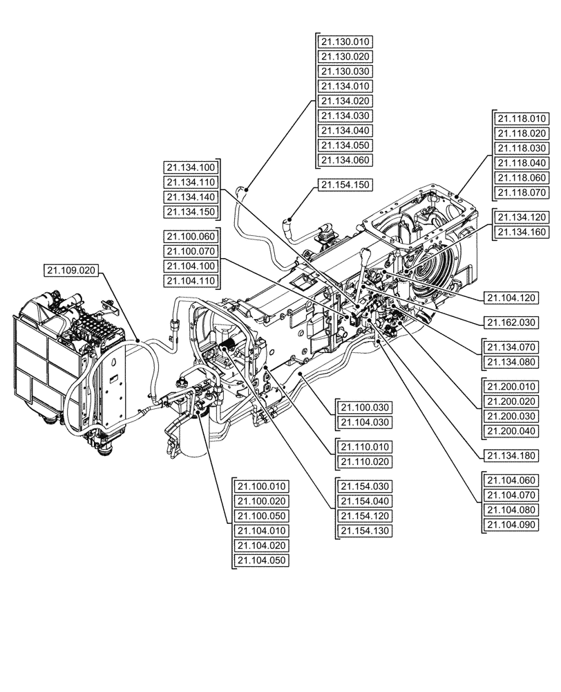 Схема запчастей Case IH FARMALL 110N - (21.000.00[03]) - SECTION INDEX - TRANSMISSION (21) - TRANSMISSION