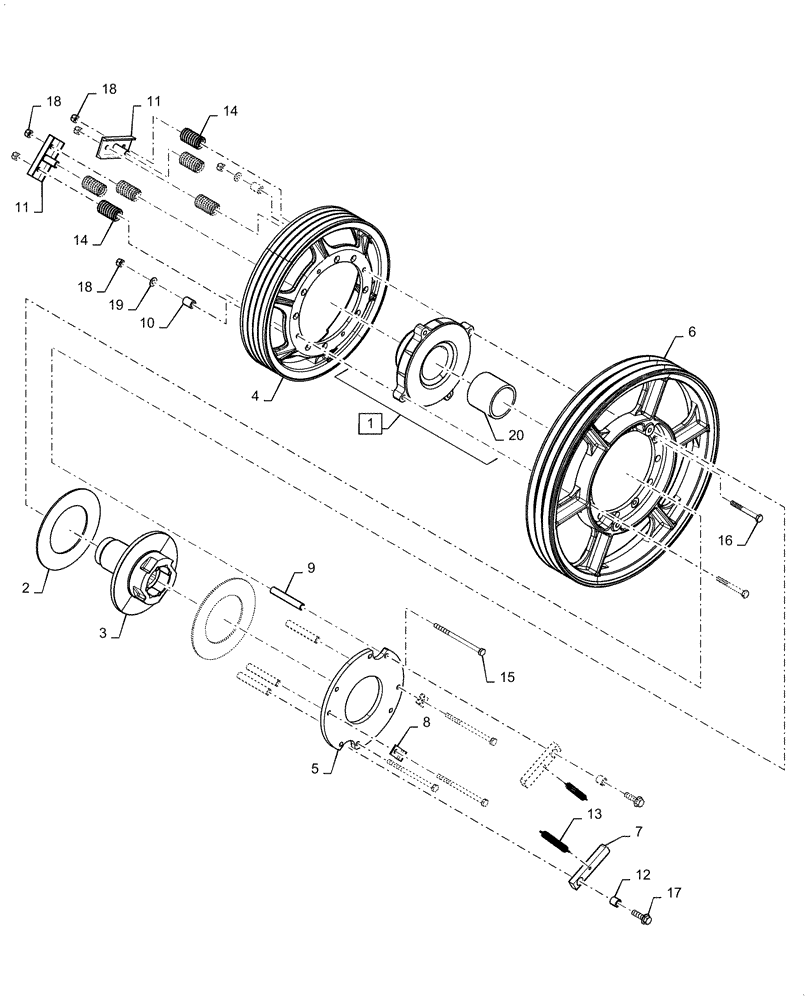 Схема запчастей Case IH 7088 - (60.150.AY[02]) - VAR - 425126, 425125, 425088, 425087, 425086, 425085, 425084 - FEEDER CONVEYOR CLUTCH, STONE TRAP (60) - PRODUCT FEEDING