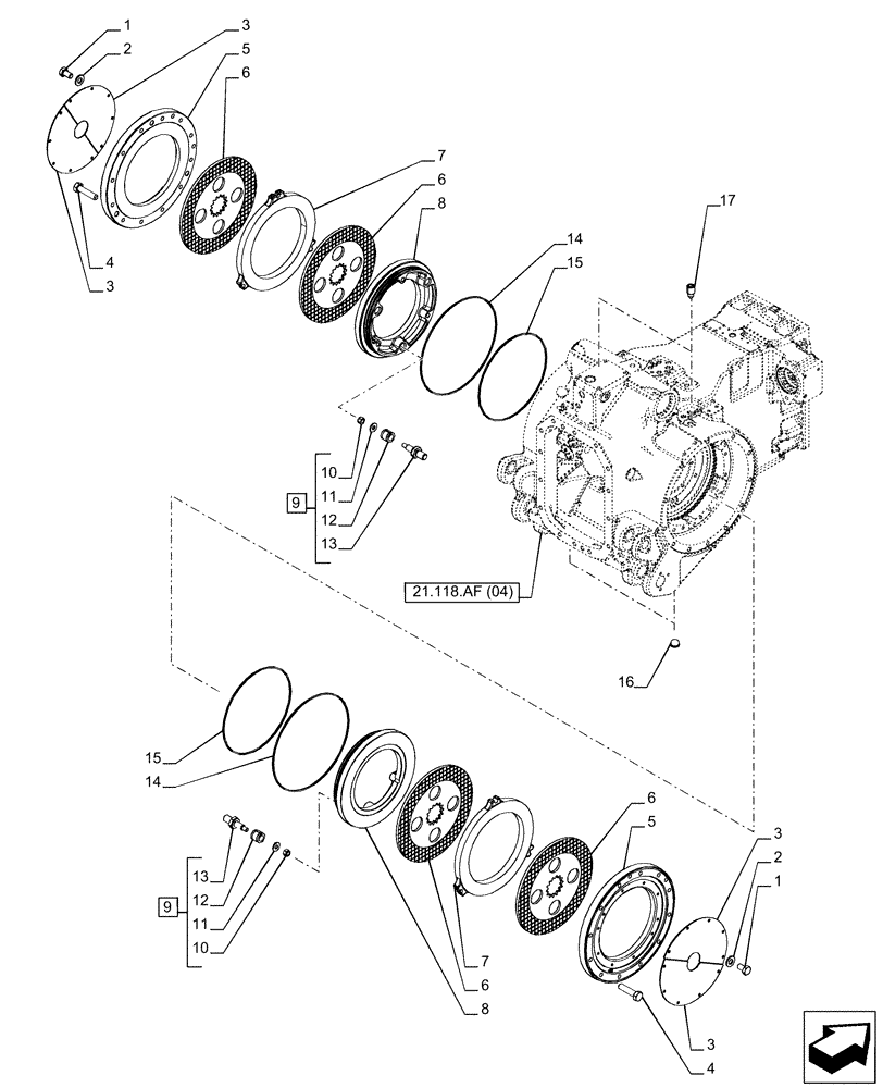 Схема запчастей Case IH PUMA 185 CVT - (33.202.AK[02]) - VAR - 391224 - TRANSMISSION, BRAKE DISC (33) - BRAKES & CONTROLS