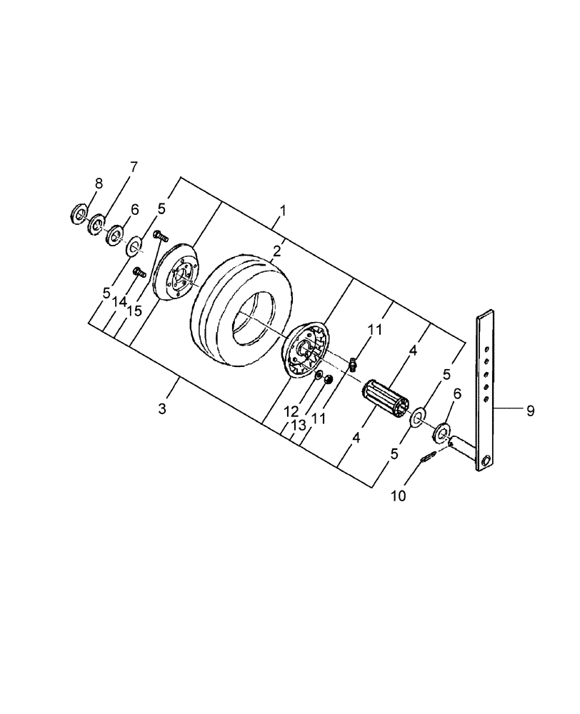 Схема запчастей Case IH SBX530 - (027) - PICKUP TIRE (SOLID) & WHEEL, PRIOR TO P.I.N. HBJ0043987 (44) - WHEELS