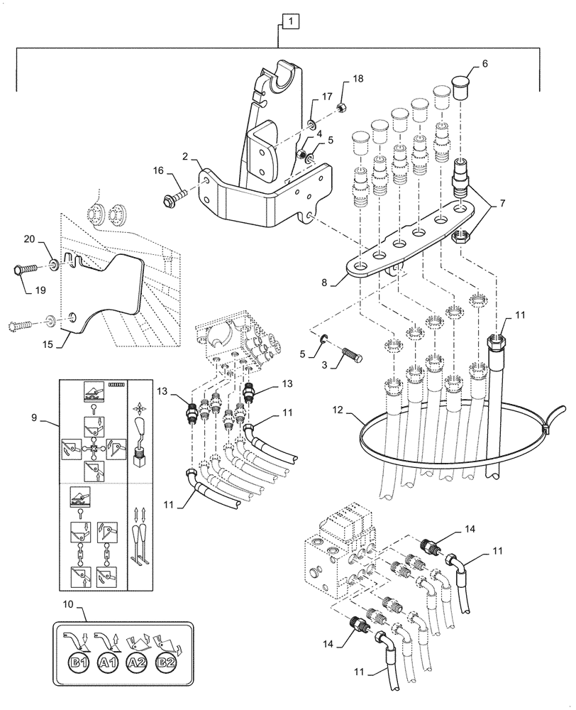 Схема запчастей Case IH L745 - (35.525.AA[35]) - VAR - 713755006 - 3 FUNCTION SINGLE COUPLER HOSE KIT FOR MAXXUM 115 - 150EP (35) - HYDRAULIC SYSTEMS