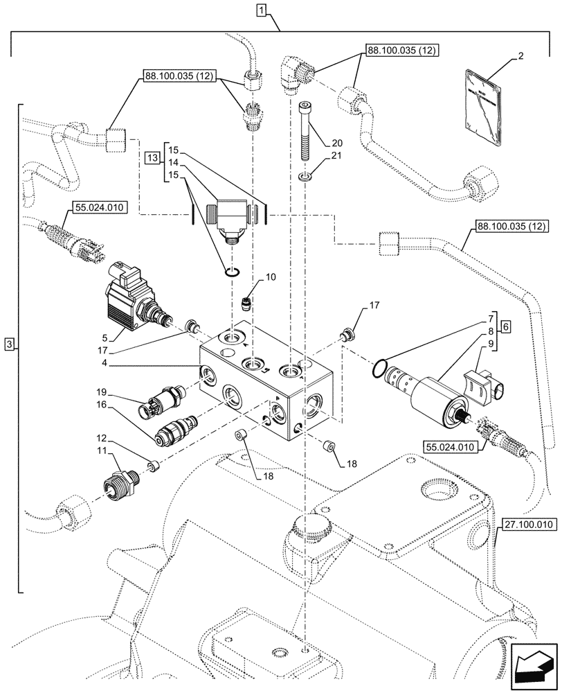 Схема запчастей Case IH OPTUM 300 CVT - (88.100.035[09]) - DIA KIT, ATTACHMENT, CONTROL DEVICE, W/ HYDRAULIC STABILIZERS, VALVE (88) - ACCESSORIES